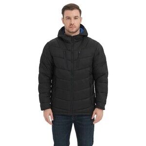 Hawke & Co Mens Coat Large Black Puffer Quilted Packable Jacket Hood Lightweight